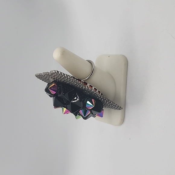 GASOLINE GLAMOUR STUDDED FORTUNE TELLER RING BLACK - Picture 3 of 6